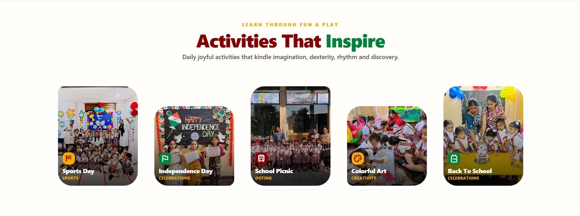 Fateh Excellence Activities section strip