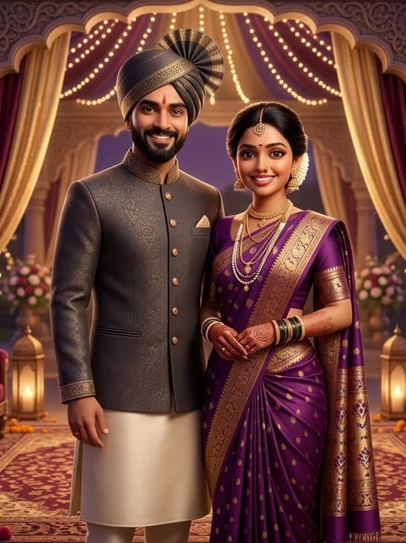 The couple sharing a joyous moment amidst golden marigolds, celebrating the vibrant rituals of Haldi and Sangeet.