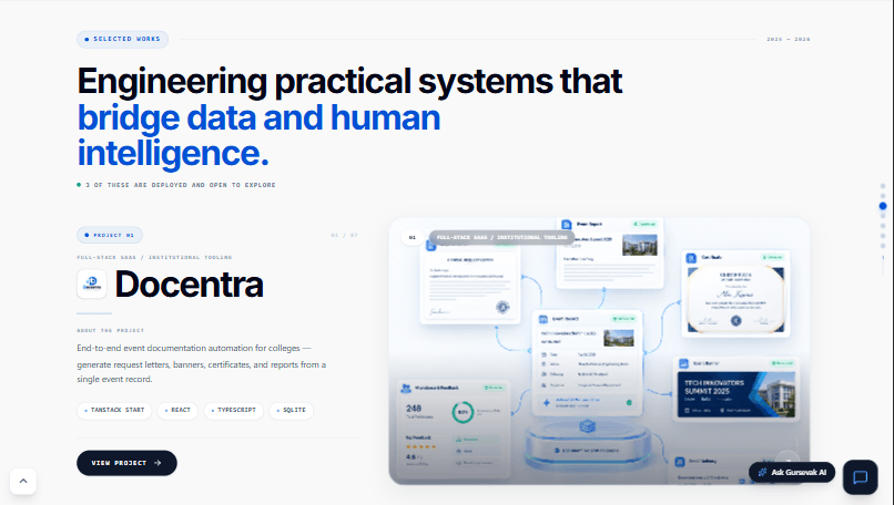 Modern portfolio website thumbnail