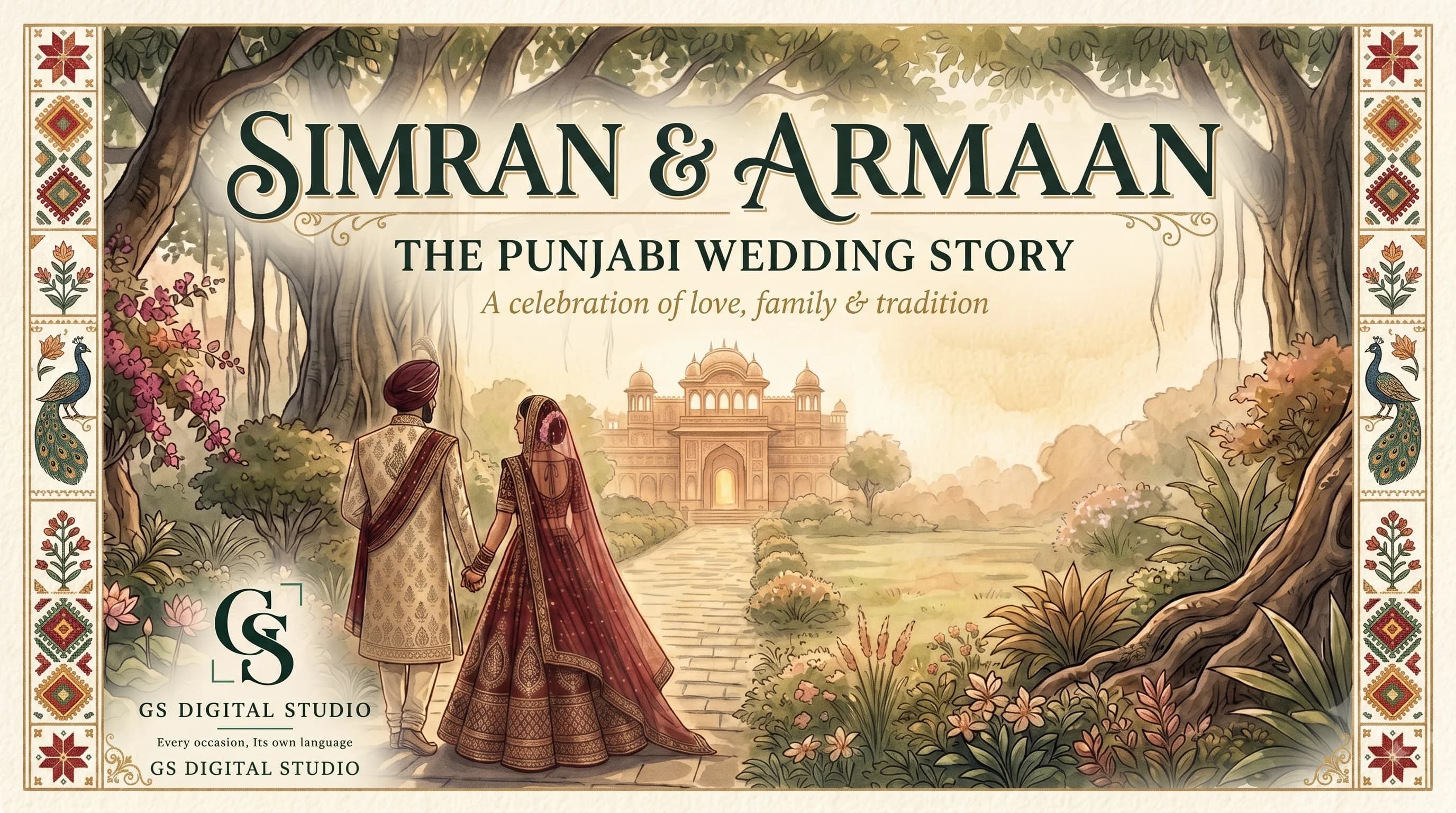 Simran & Armaan — The Punjabi Wedding Story title illustration