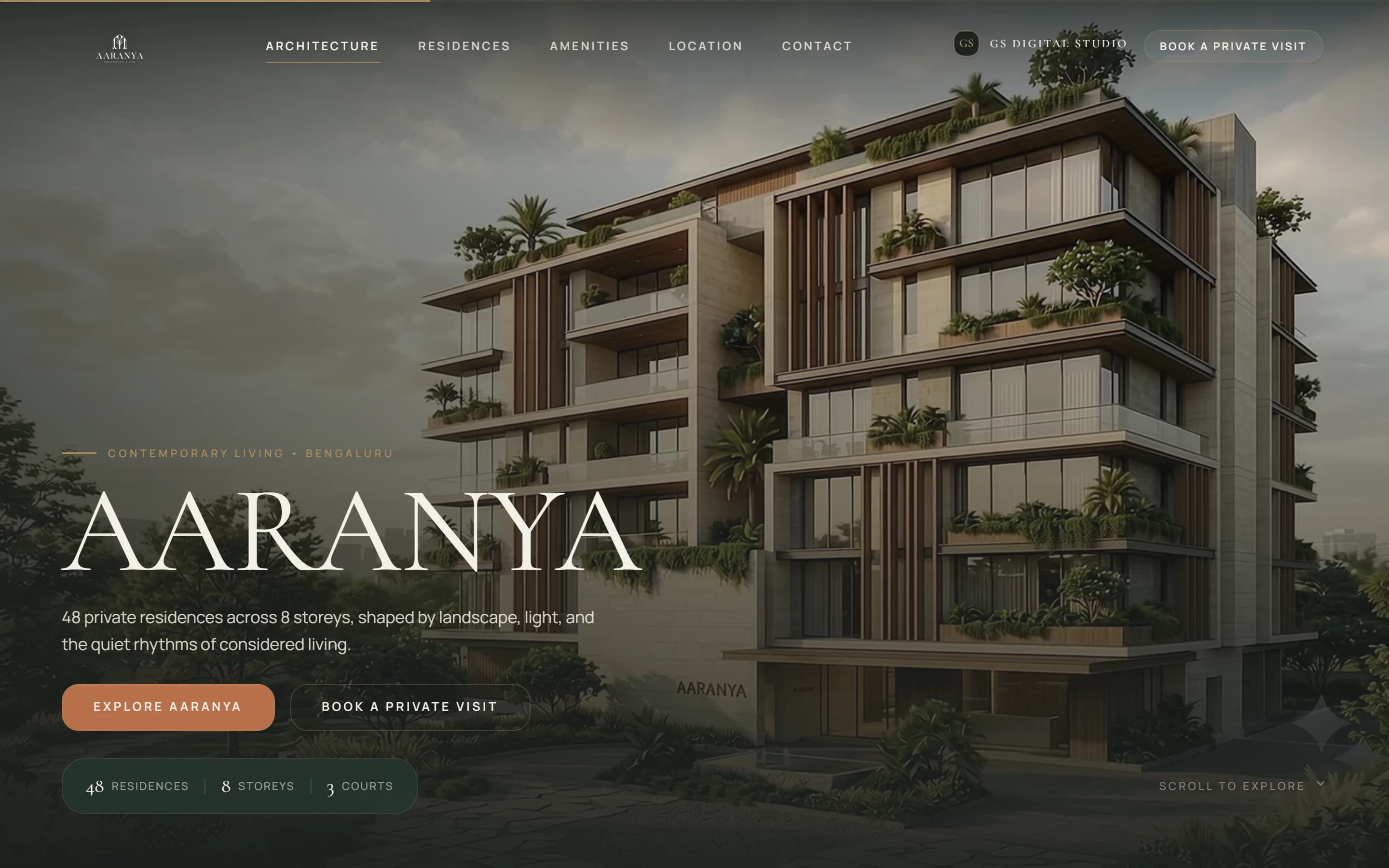AARANYA website desktop view