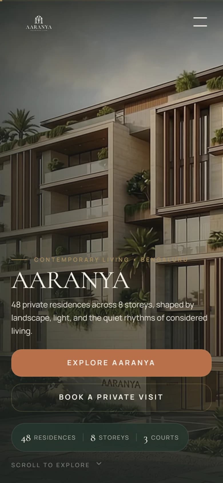 Aaranya mobile experience — home screen