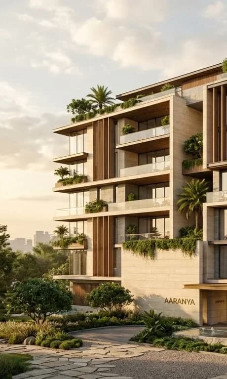 Aaranya moodboard — contemporary facade and terrace architecture
