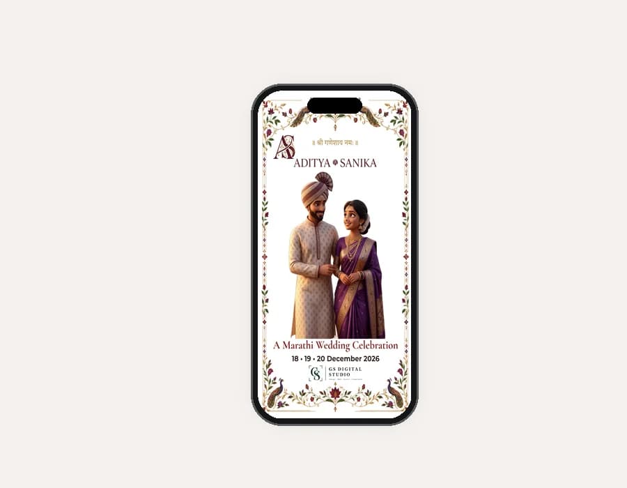 Digital wedding invitation on phone