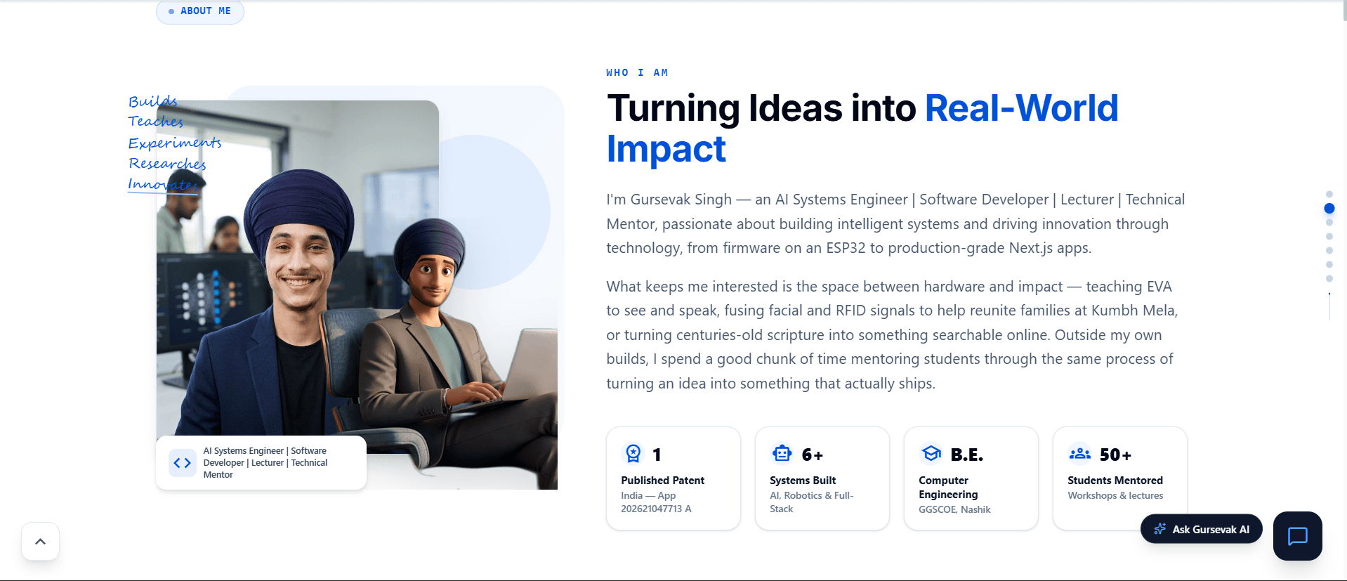 Services detail card — What I build & how I can help