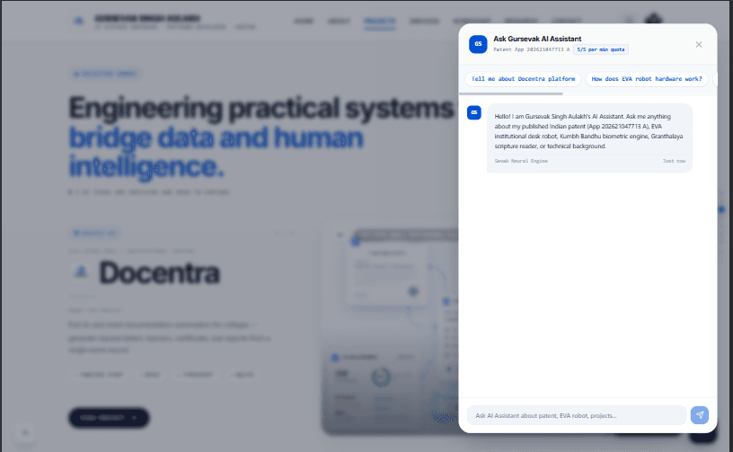 On-site conversational AI assistant interface panel