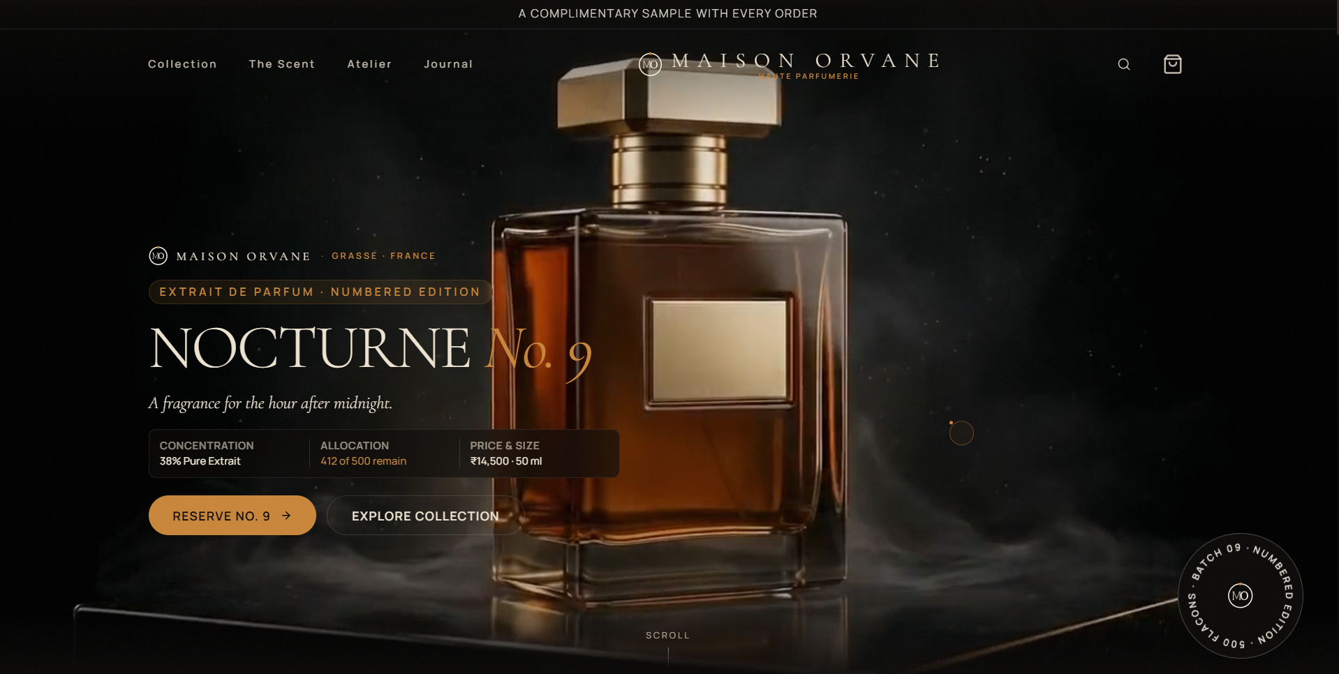 Nocturne No. 9 luxury fragrance website case study hero