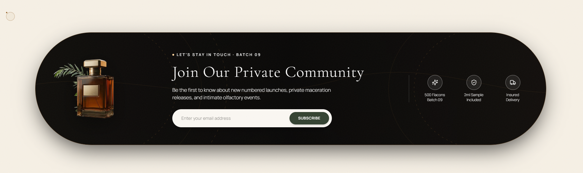Maison Orvane private community invitation and newsletter section